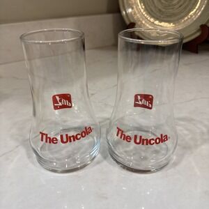 Vintage Original 1960-70s 7-Up The Uncola Upside-Down Drinking Glasses Set of 2